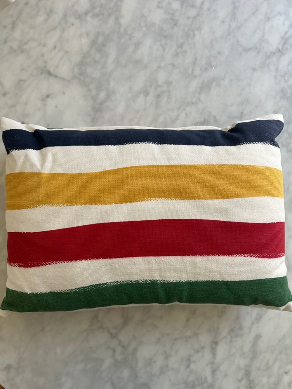 Authentic HBC Striped Multicolor Accent Pillow - Navy, Yellow, Red, Green